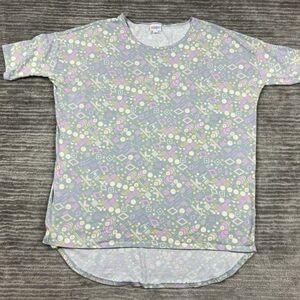 NWT LuLaRoe Irma Geometric Top Blue Purple Cream Size XXS
